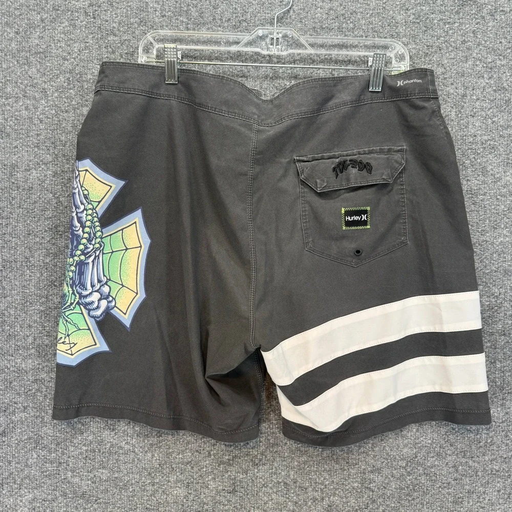 Hurley Board Shorts Mens 36 Black Skeleton‎ Graphic Filipe Toledo Phantom Y2K